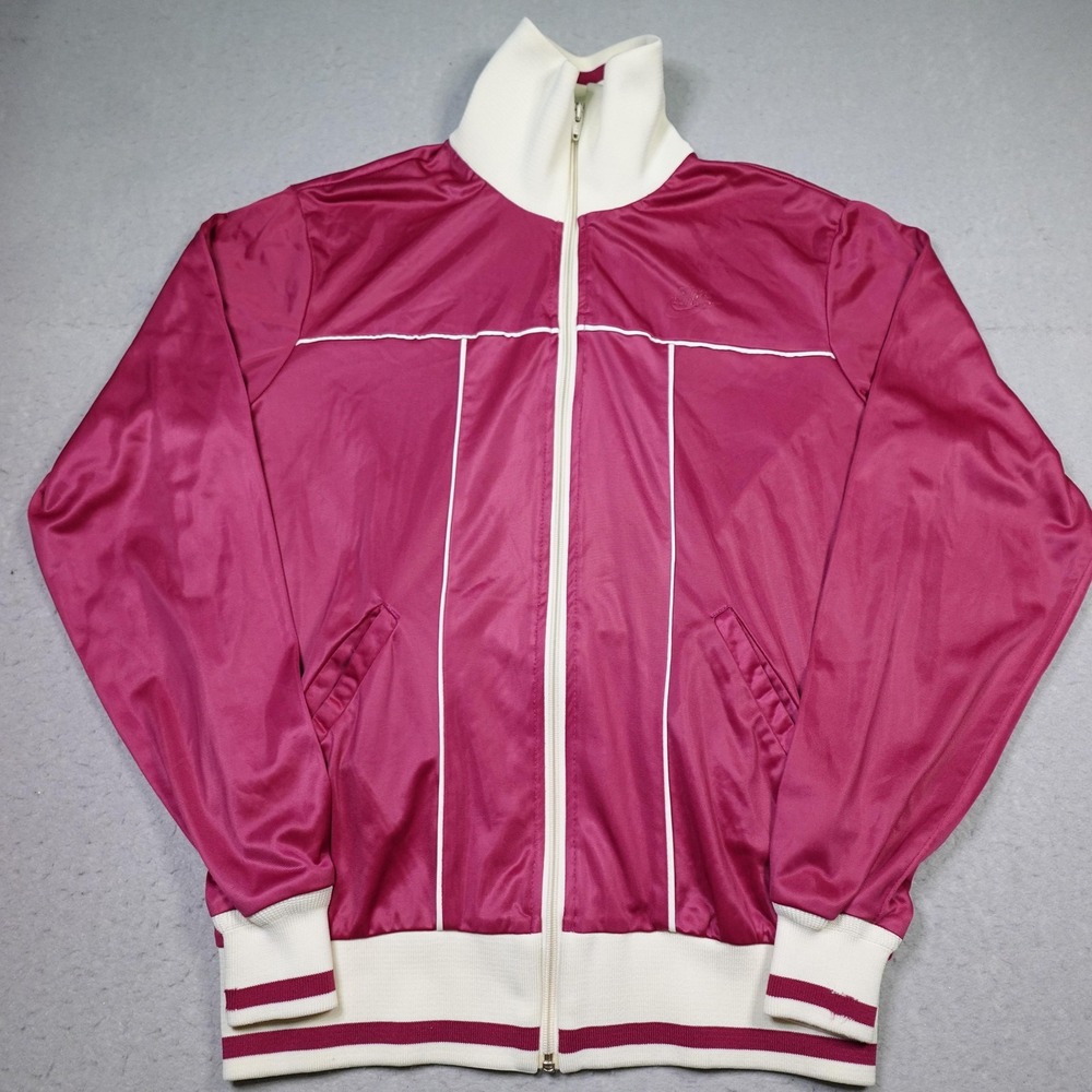 Vintage Nike Track Jacket Mens L Pink White Colorblock Blue Tag 80s Retro USA